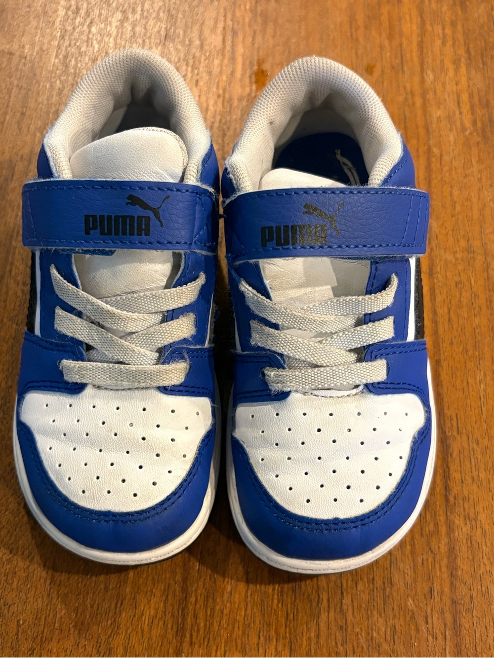 PUMA Rebound LayUp Unisex Kids Blue White Black Hook & Loop Sneakers 9C EU25